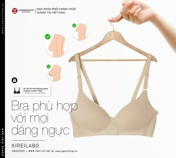 Áo lót nữ trơn Organic Cotton Fitte Gunze KB4092N