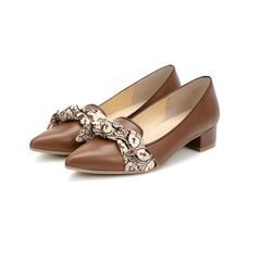 Giày da nữ 3cm Textured Bow Kosu 24309