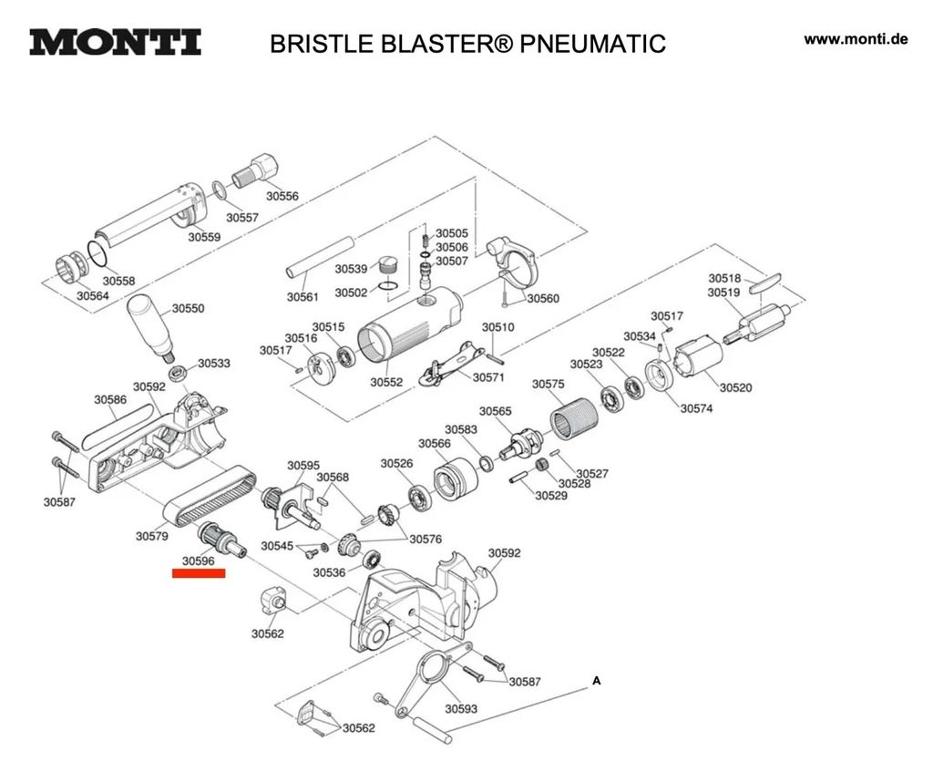 Trục ra máy Bristle Blaster khí nén, 30596