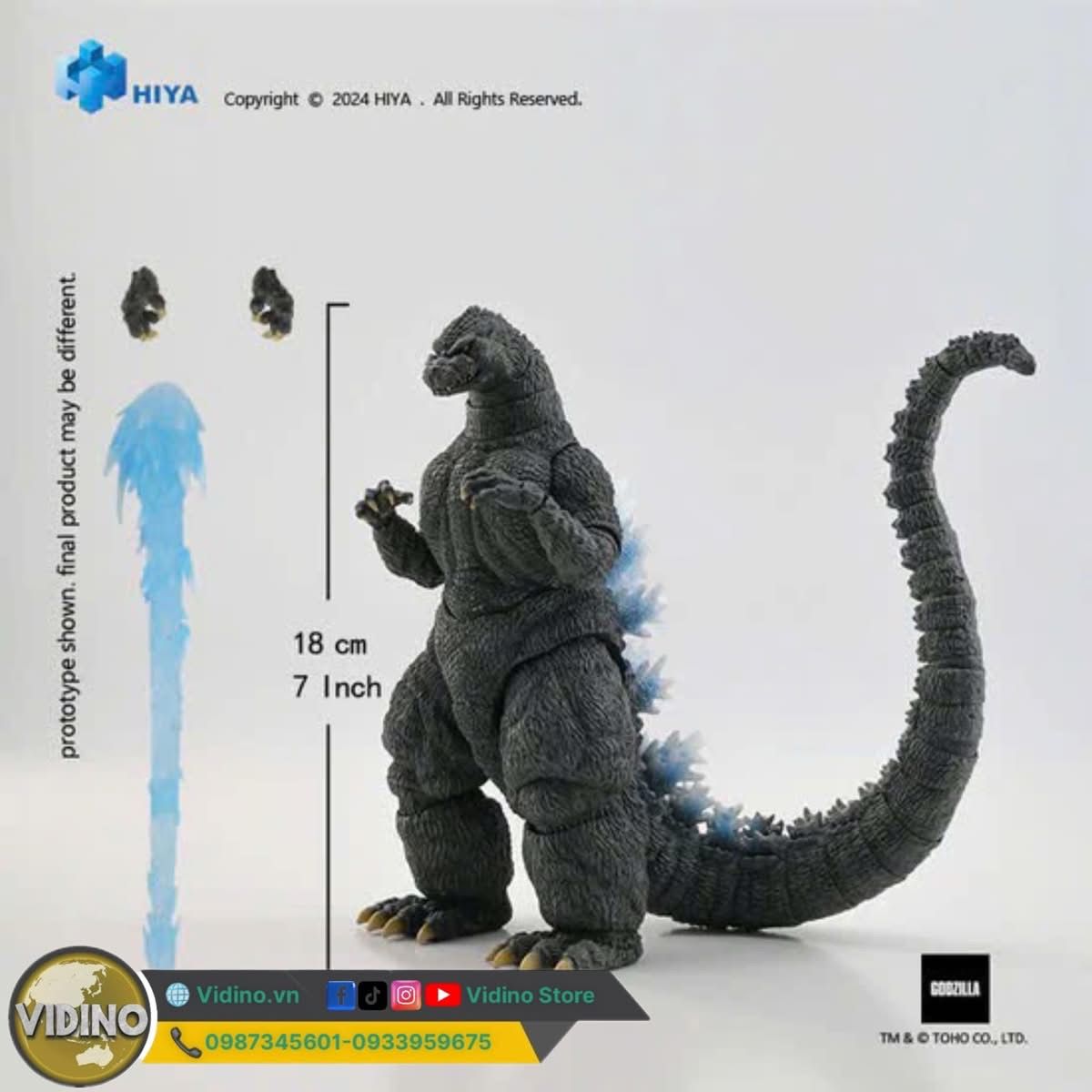  Mô hình Godzilla 1991 heat ray Hiya toys chính hãng 