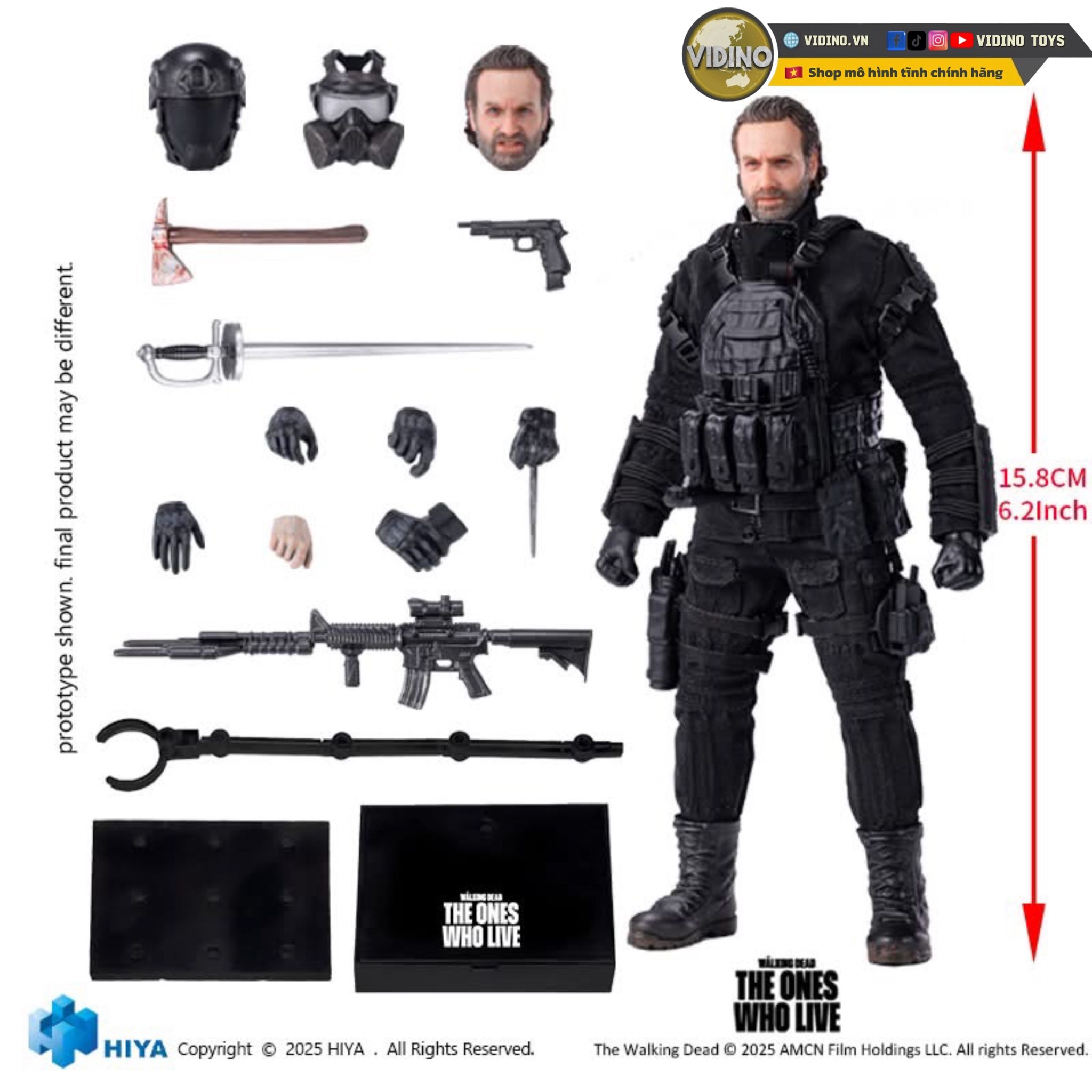  Action Figure Rick Walking Dead Hiyatoys Scale 1/12. 