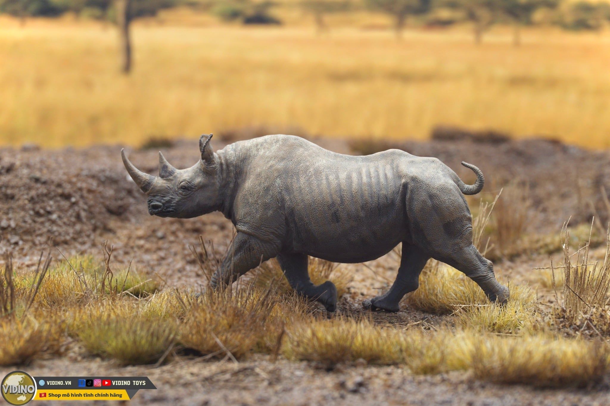  Mô hình động vật tê giác trắng và tê giác đen châu phi  Dafei Studio 1/35. 
