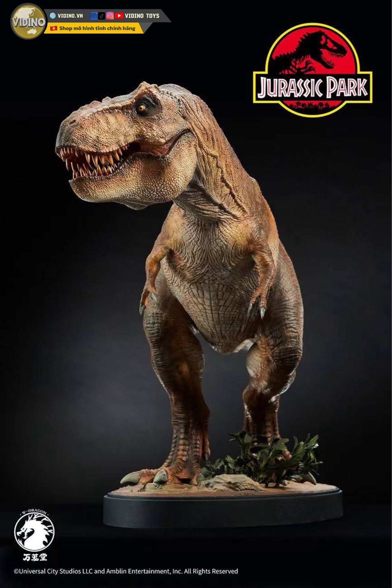  Mô hình khủng long bạo chúa Tyranosaurus rex (Trex) Wdragon 1/20 Jurassic Park. 