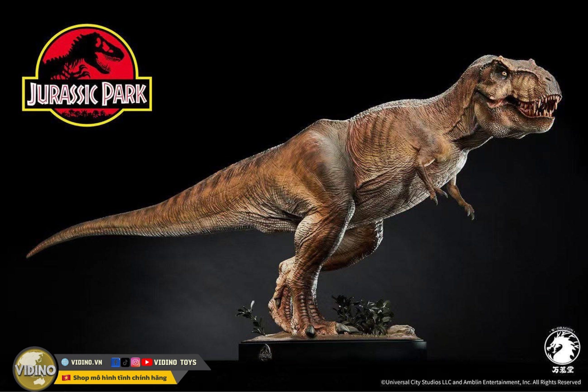  Mô hình khủng long bạo chúa Tyranosaurus rex (Trex) Wdragon 1/20 Jurassic Park. 
