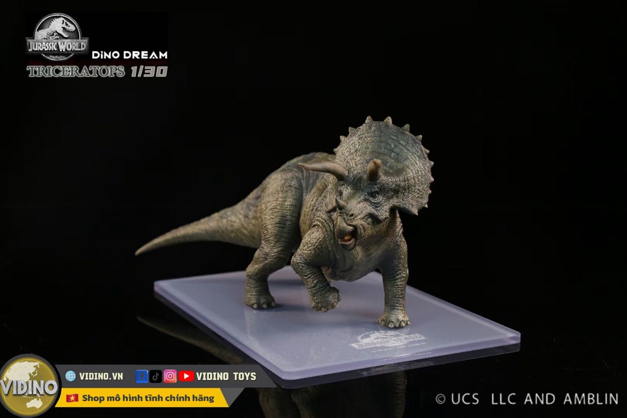  Mô hình khủng long ba sừng Triceratops Dino dream Jurassic world tỷ lệ 1/35. 