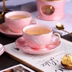 Bộ Ấm Chén Sứ Cao Cấp Màu Hồng Pastel
