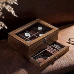 Hộp đựng đồng hồ, trang sức 2 tầng Songmics