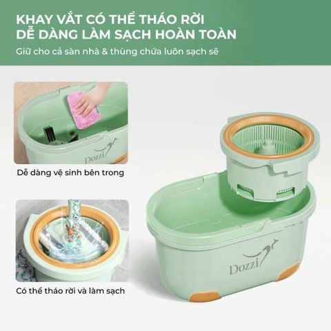 Bộ cây lau nhà thông minh 360 độ Dozzi kèm 4 bông lau