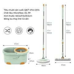 Bộ cây lau nhà thông minh 360 độ Dozzi kèm 4 bông lau