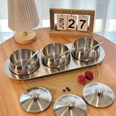 Bộ 3 hũ gia vị kèm khay đựng FOSSLANG