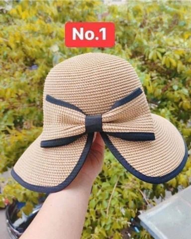 Mũ cói chống nắng mix nơ