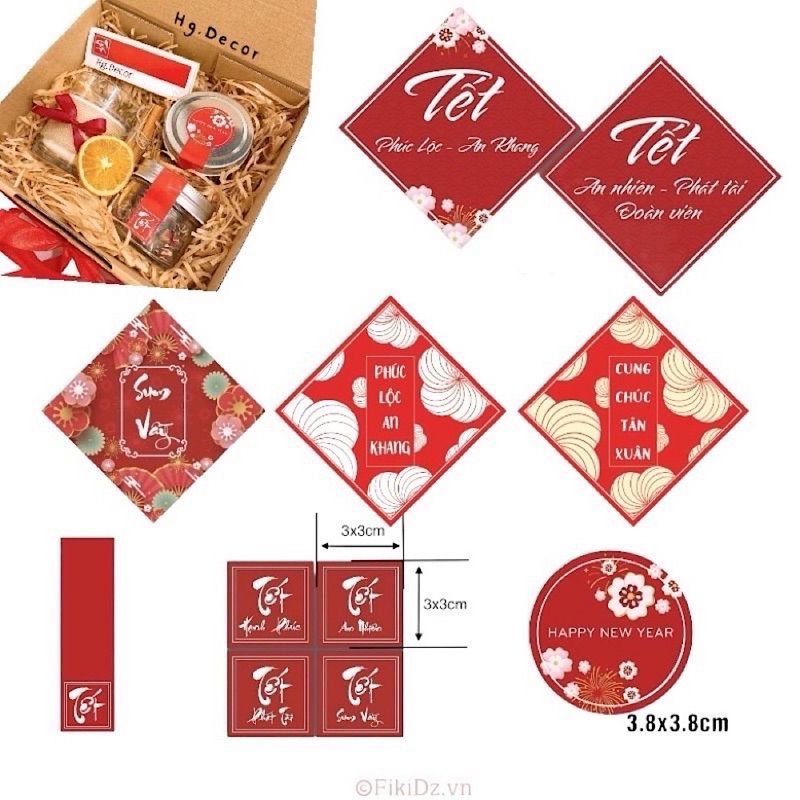 [SIÊU RẺ] 100 tem Tết tem dán Tết tem decal nhãn dán Tết tem dán hộp q ...