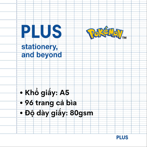 Tập vở học sinh A5 Pokemon 4 ô ly kẻ ngang 96 trang