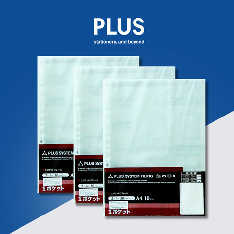 Bìa Lỗ PLUS Refill Clear File – Bao Nylon Đựng Hồ Sơ A4 | Gói 10 Cái