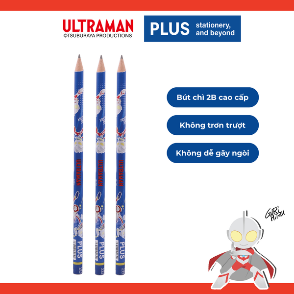 Set 3 bút chì Ultraman kèm gôm – Thiết kế bản quyền, tiện lợi cho học sinh
