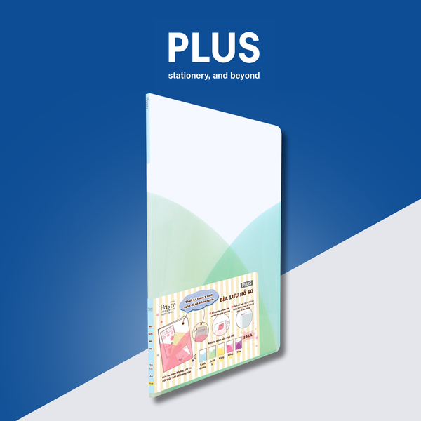 Bìa Đựng Hồ Sơ PLUS Pasty – 10 Lá, Có 2 Túi Cài, Bo Góc An Toàn