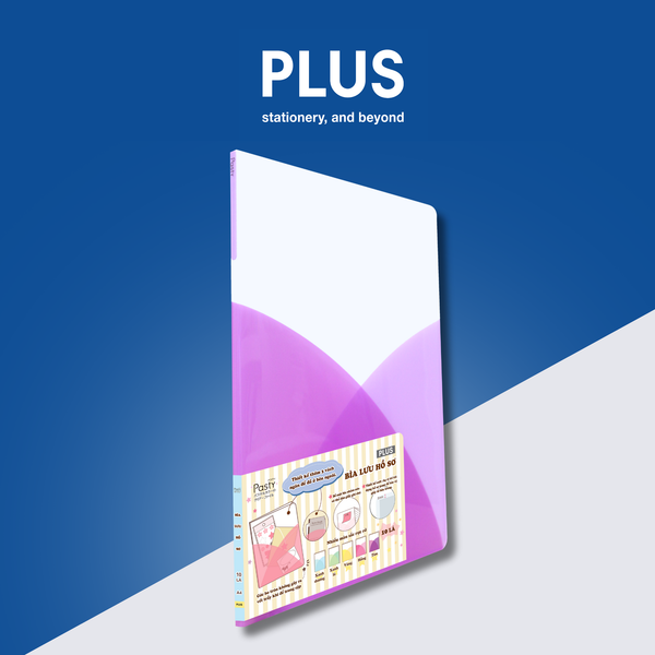 Bìa Đựng Hồ Sơ PLUS Pasty – 10 Lá, Có 2 Túi Cài, Bo Góc An Toàn