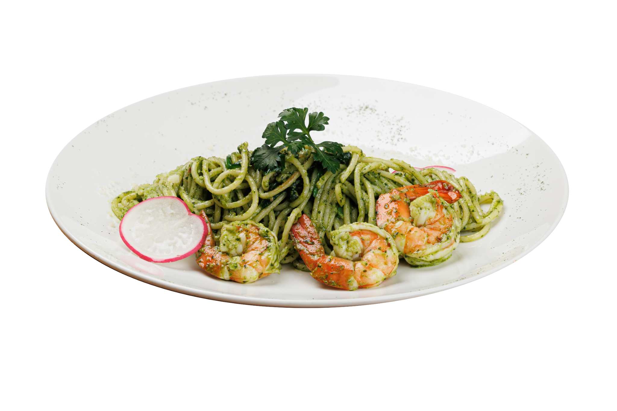  Prawn Pesto Spaghetti 