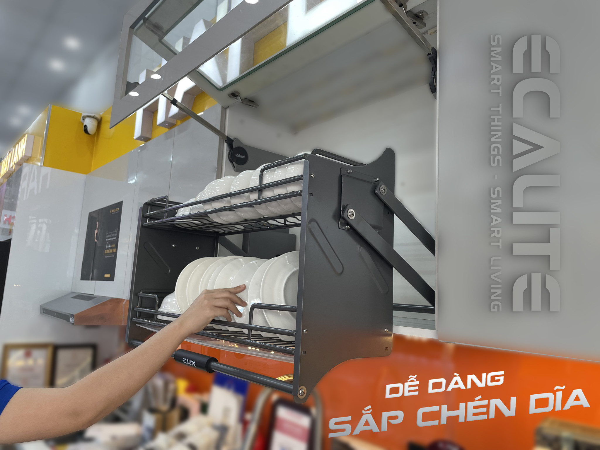 Kệ chén di động tủ trên nan Oval N-Series Lift-Basket Ecalite EL-N4117G – ảnh 2