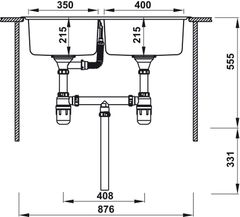 Chậu inox Hafele HS20-SSN2S90L / 2 Hộc lệch, Mã số 567.20.546 ảnh 3
