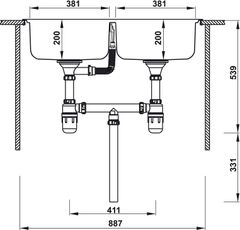Chậu inox Hafele HS20-SSN2R90M / 2 Hộc bằng nhau, Mã số 567.20.493 ảnh 3