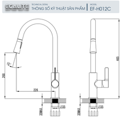 Vòi rửa chén nóng lạnh Kitchen Mixer Ecalite EF-H012C ảnh 2