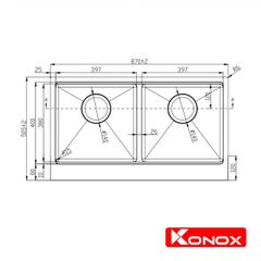 Chậu Rửa Chén 2 Hộc Apron sink Konox KN8750DA ảnh 2
