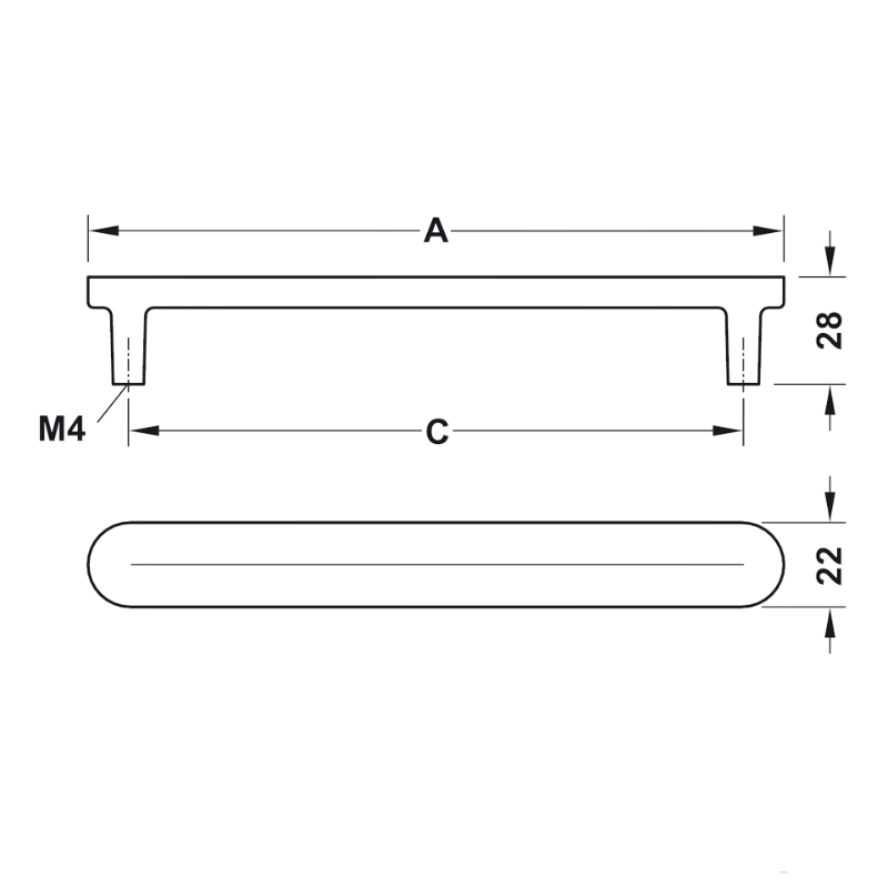 Tay Nắm Tủ 214mm H2110 Hafele 106.70.201 – ảnh 2