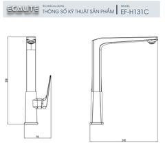 Vòi rửa chén nóng lạnh Kitchen Mixer Ecalite EF-H131C ảnh 3