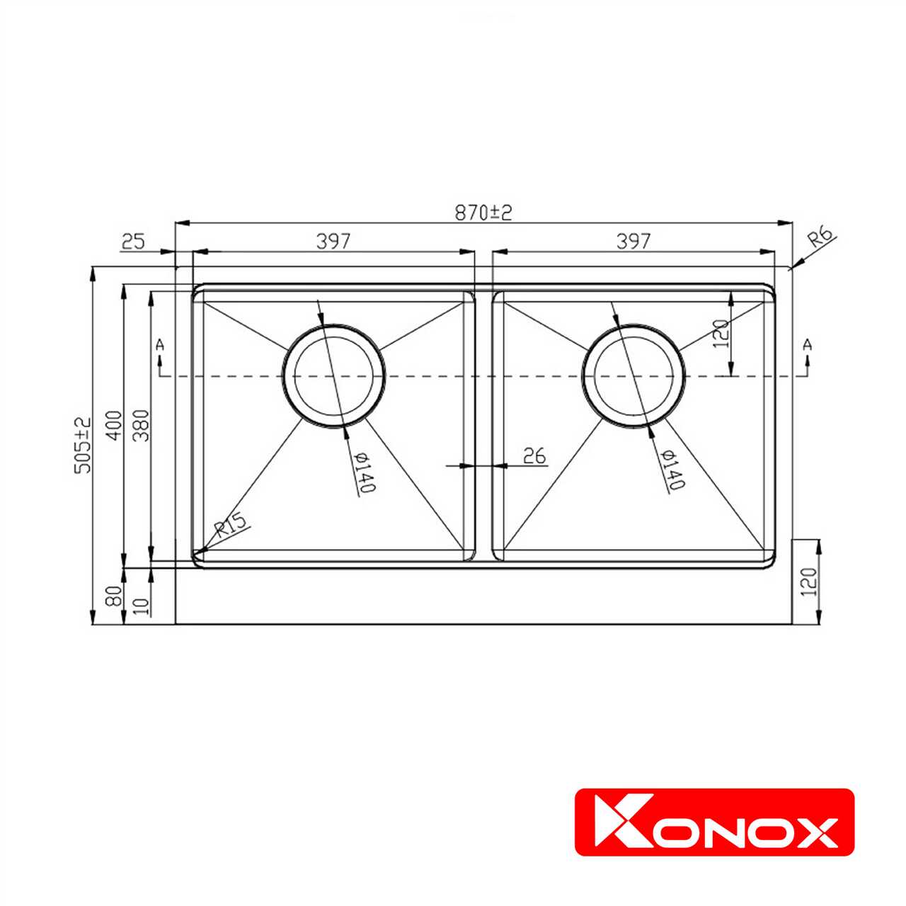 Chậu Rửa Chén 2 Hộc Topmount sink Konox KN8850TD – ảnh 2