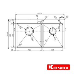Chậu Rửa Chén 2 Hộc Topmount sink Konox KN8250TD ảnh 2
