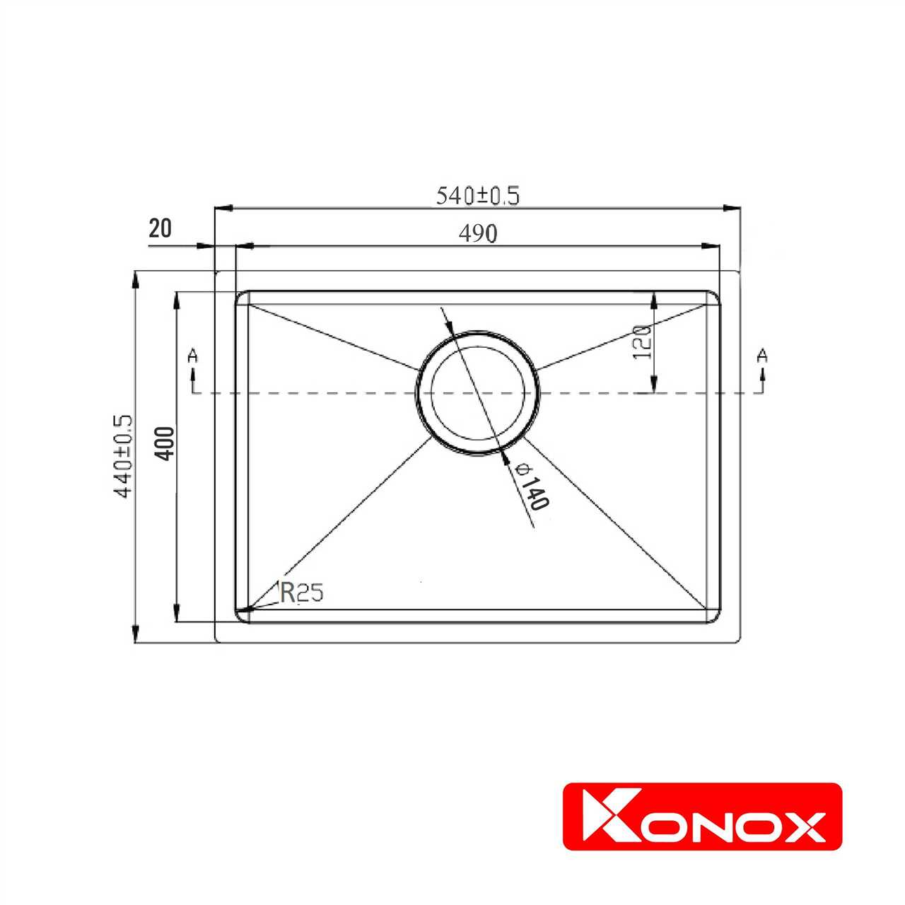 Chậu Rửa Chén Đơn Undermount sink Konox KN5444SU – ảnh 2