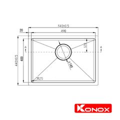 Chậu Rửa Chén Đơn Undermount sink Konox KN5444SU ảnh 2
