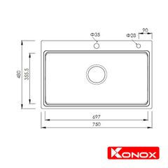 Chậu Rửa Chén Đơn European Konox KN7548SO ảnh 2