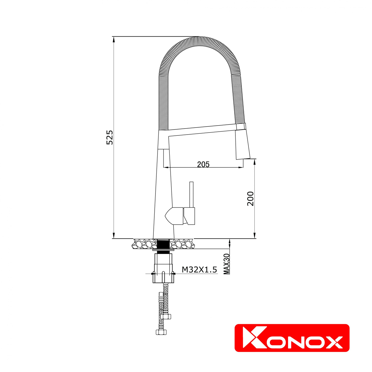 Vòi Rửa Chén Thân Mềm Konox KN1909 – ảnh 2