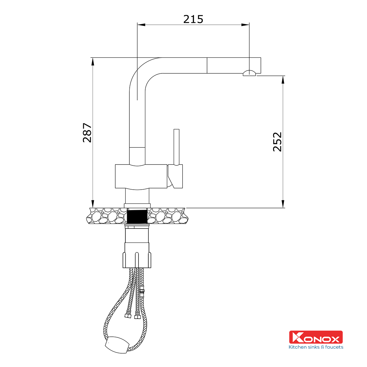 Vòi Rửa Chén Dây Rút Konox KN1337 – ảnh 2