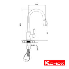 Vòi Rửa Chén Dây Rút Konox KN1905 ảnh 5