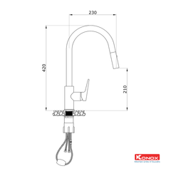 Vòi Rửa Chén Dây Rút Konox KN1900 ảnh 2