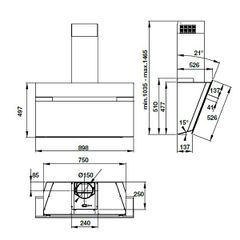 Máy hút mùi áp tường Hafele HH-WVG90B / Kiểu vát nghiêng, Ngang 90cm, mã số 539.89.335 ảnh 2