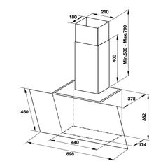 Máy hút mùi áp tường Hafele HH-WVG90C / Kiểu vát nghiêng, Ngang 90cm, mã số 533.89.013 ảnh 2