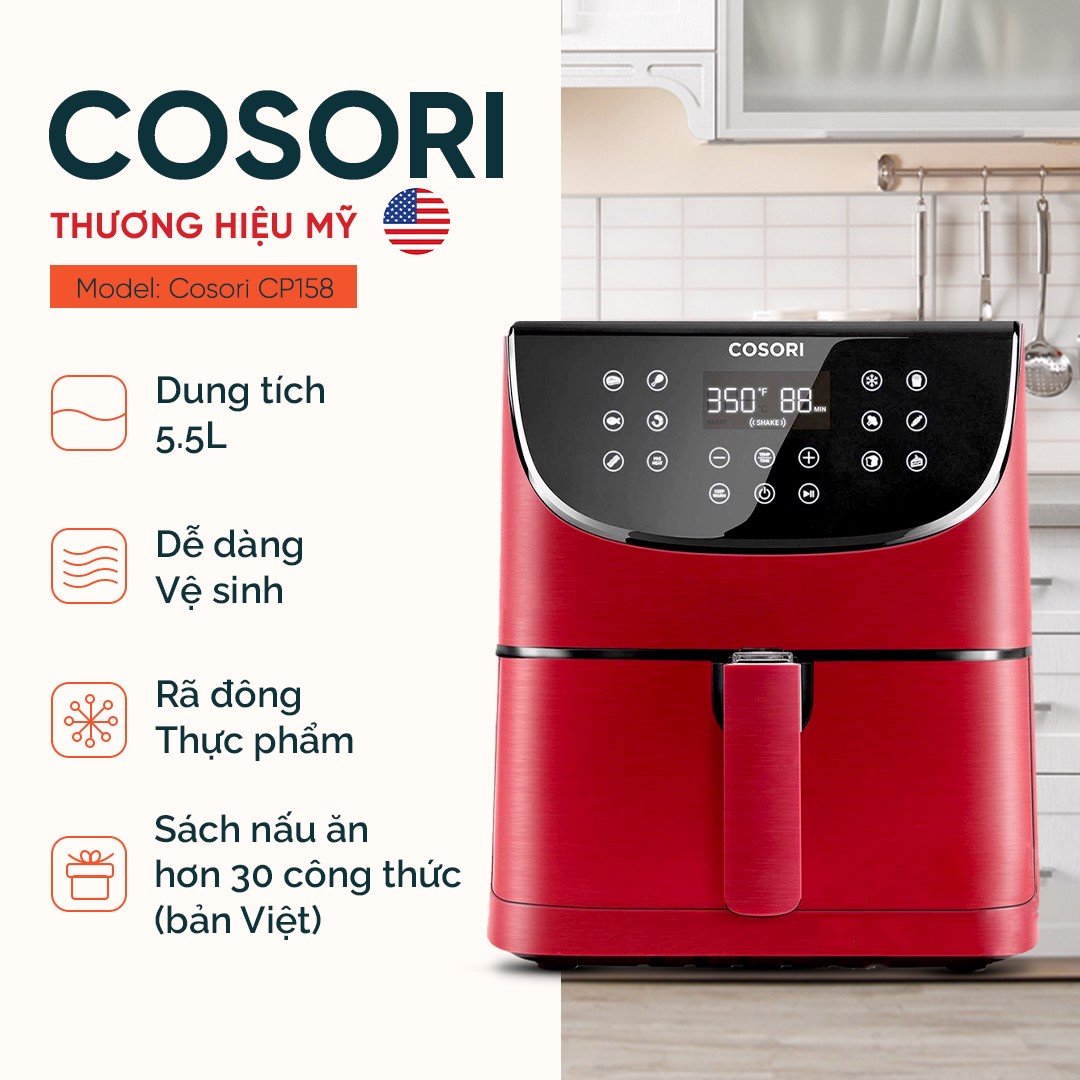 Nồi Chiên Không Dầu COSORI CP158-AF (Red) – ảnh 2