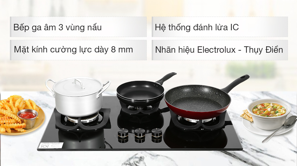 Bếp Gas Âm Electrolux EHG8321BC / Thiết kế rộng rãi, 3 vùng nấu – ảnh 3