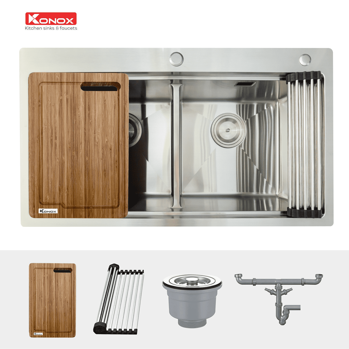 Chậu Rửa Chén 2 Hộc Topmount sink Konox KN8850TD – ảnh 3