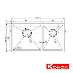 Chậu Rửa Chén 2 Hộc Undermount sink Konox KN8144DU ảnh 3