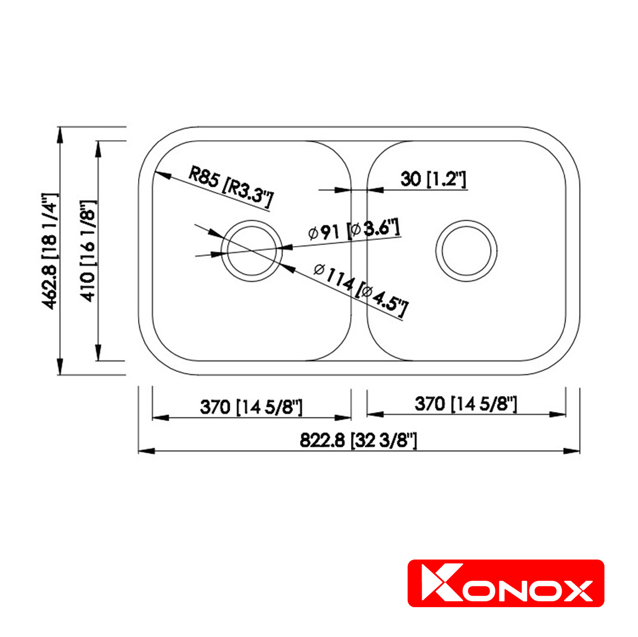 Chậu Rửa Chén 2 Hộc Undermount sink Konox KN8246DUA – ảnh 3
