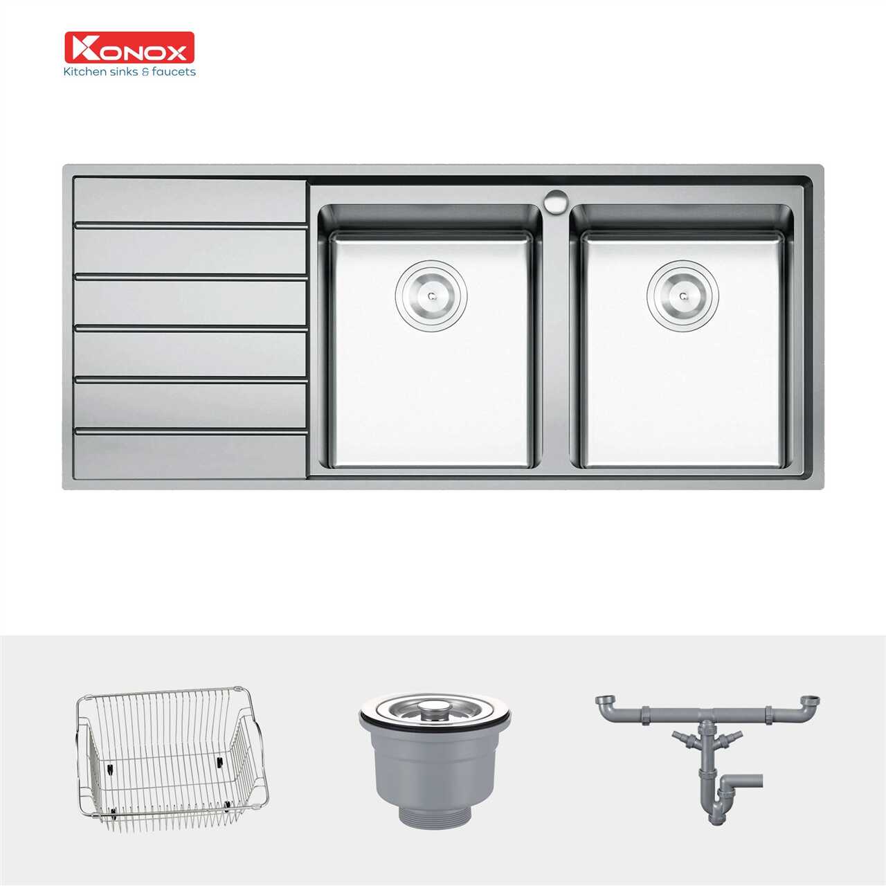 Chậu Rửa Chén 2 Hộc 1 Cánh (Trái Hoặc Phải) Premium Konox KS11650 2B – ảnh 3