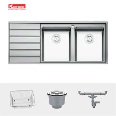 Chậu Rửa Chén 2 Hộc 1 Cánh (Trái Hoặc Phải) Premium Konox KS11650 2B ảnh 3