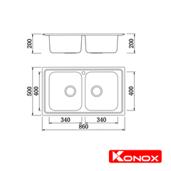Chậu Rửa Chén 2 Hộc European Premium Konox KS8650 2B ảnh 3