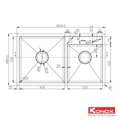 Chậu Rửa Chén 2 Hộc Overmount sink Konox KN8248DO ảnh 3