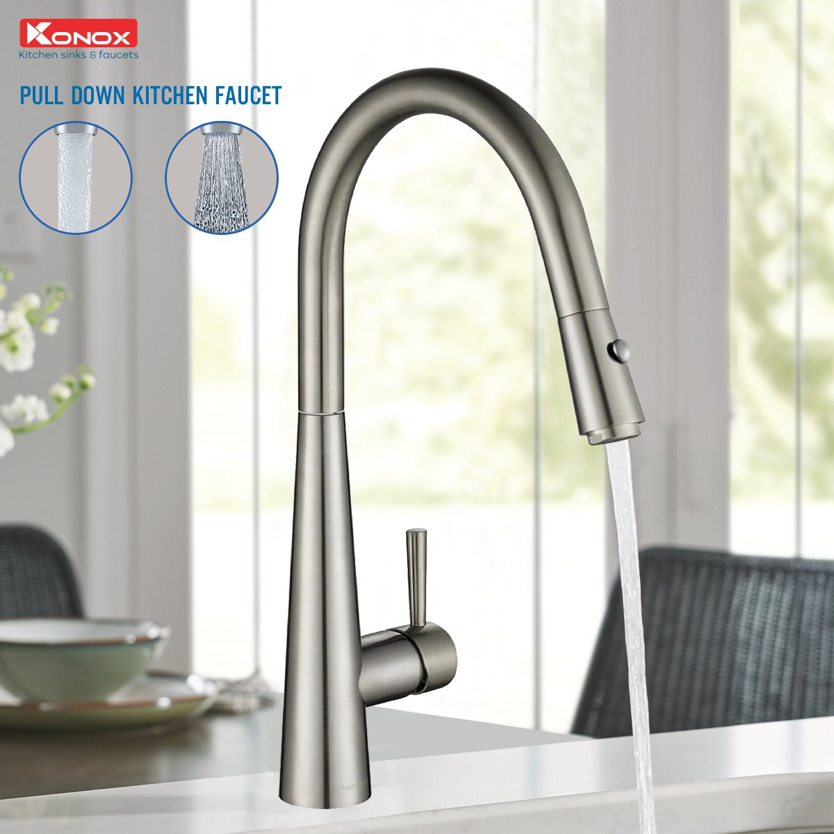 Vòi Rửa Chén Dây Rút Konox KN1901N – ảnh 3